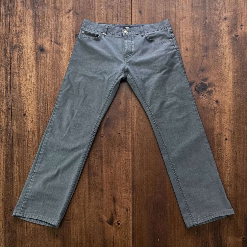 Hugo Boss Maine4-20 Mens Blue Grey Straight Micro Pattern Pants 34x30 Inseam 28"